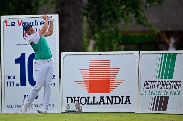 Augustin Hole of France plays his first shot on the 10th hole during Day One of Le Vaudreuil Golf Challenge at Golf PGA France du Vaudreuil on July...