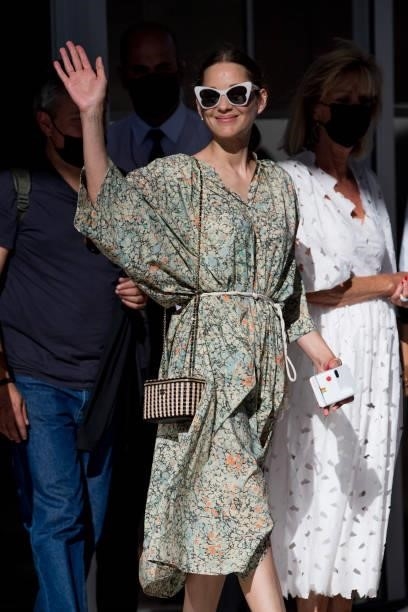 Marion Cotillard is seen during the 74th annual Cannes Film Festival at on July 08, 2021 in Cannes, France.