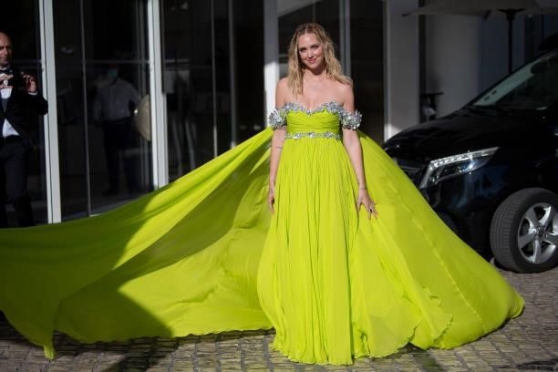 Chiara Ferragni is seen during the 74th annual Cannes Film Festival at on July 08, 2021 in Cannes, France.