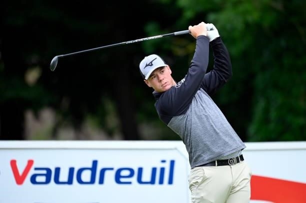 Oliver Hundeboll of Denmark plays his first shot on the 1st hole during Day One of Le Vaudreuil Golf Challenge at Golf PGA France du Vaudreuil on...