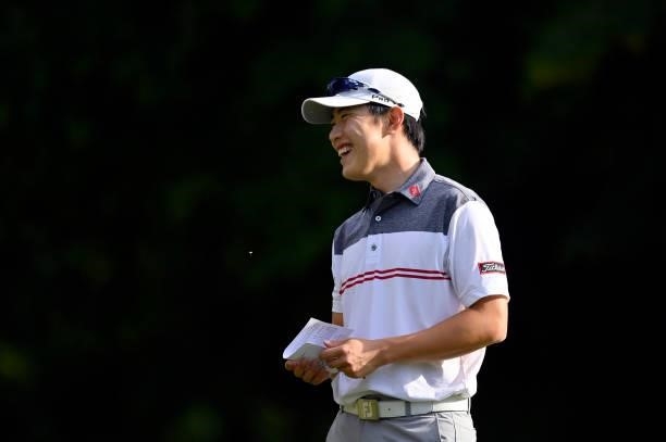 Jeong Weon Ko of France reacts during Day One of Le Vaudreuil Golf Challenge at Golf PGA France du Vaudreuil on July 08, 2021 in Le Vaudreuil, France.