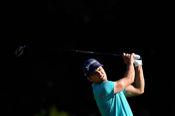 Borja Virto of Spain plays his first shot on the 1st hole during Day One of Le Vaudreuil Golf Challenge at Golf PGA France du Vaudreuil on July 08,...