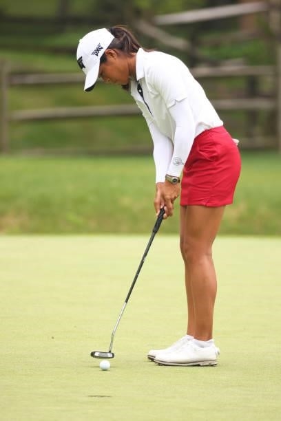 Celine Boutier of France putts on the 14th green during the first round of the Marathon LPGA Classic presented by Dana at Highland Meadows Golf Club...