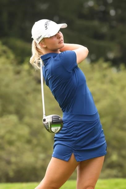 Louise Ridderstrom of Sweden watches her drive on the seventh hole during the first round of the Marathon LPGA Classic presented by Dana at Highland...