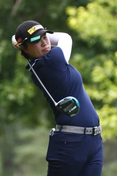 Yuka Saso of the Philippines hits her drive on the 11th hole during the first round of the Marathon LPGA Classic presented by Dana at Highland...