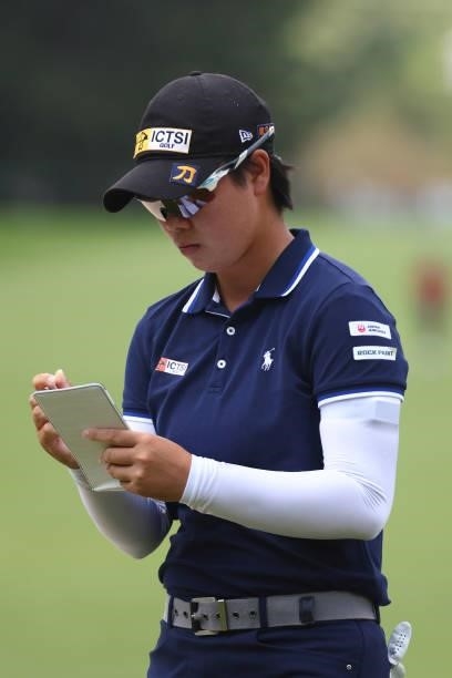 Yuka Saso of the Philippines waits on the 10th green during the first round of the Marathon LPGA Classic presented by Dana at Highland Meadows Golf...