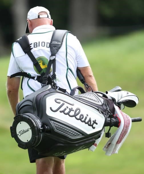 The bag of Hank Lebioda on the 18th teeduring the first round of the John Deere Classic at TPC Deere Run on July 08, 2021 in Silvis, Illinois.