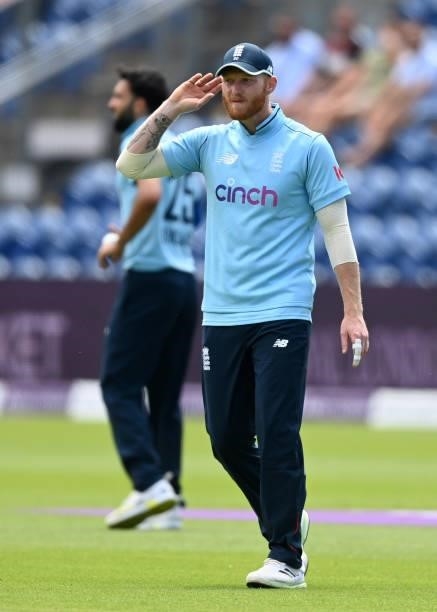 England captain Ben Stokes during the 1st Royal London Series One Day International match between England and Pakistan at Sophia Gardens on July 08,...
