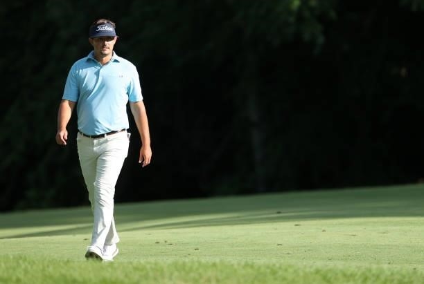 Hank Lebioda walks along on the sixth hole during the first round of the John Deere Classic at TPC Deere Run on July 08, 2021 in Silvis, Illinois.