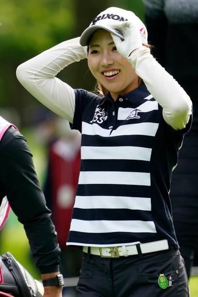 Hiromu Ono of Japan smiles during the second round of the Nipponham Ladies Classic at Katsura Golf Club on July 09, 2021 in Tomakomai, Hokkaido,...