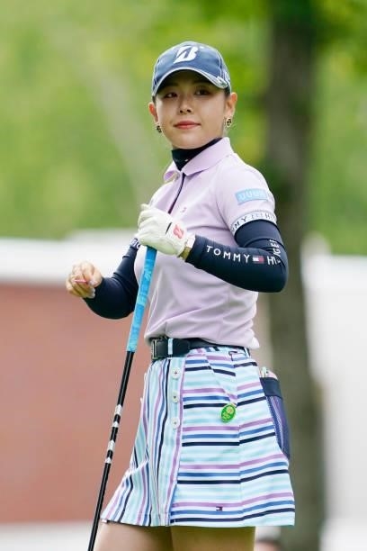 Yuri Yoshida of Japan looks on during the second round of the Nipponham Ladies Classic at Katsura Golf Club on July 09, 2021 in Tomakomai, Hokkaido,...
