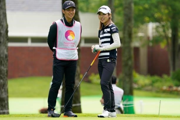 Hiromu Ono of Japan smiles during the second round of the Nipponham Ladies Classic at Katsura Golf Club on July 09, 2021 in Tomakomai, Hokkaido,...