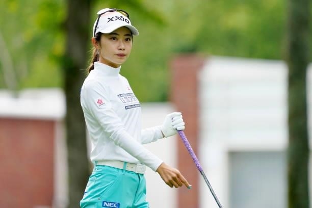 Yuka Yasuda of Japan looks on during the second round of the Nipponham Ladies Classic at Katsura Golf Club on July 09, 2021 in Tomakomai, Hokkaido,...