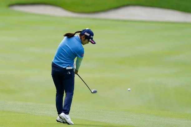 Saiki Fujita of Japan hits her second shot on the 3rd hole during the second round of the Nipponham Ladies Classic at Katsura Golf Club on July 09,...