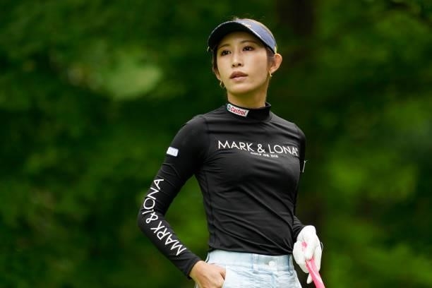 Kumiko Kaneda of Japan looks on during the second round of the Nipponham Ladies Classic at Katsura Golf Club on July 09, 2021 in Tomakomai, Hokkaido,...