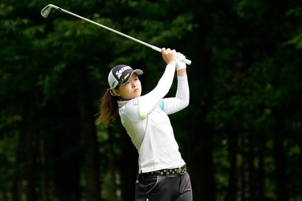Miyu Yamato of Japan hits her tee shot on the 11th hole during the second round of the Nipponham Ladies Classic at Katsura Golf Club on July 09, 2021...