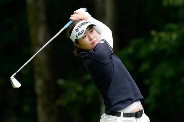 Nozomi Uetake of Japan hits her tee shot on the 11th hole during the second round of the Nipponham Ladies Classic at Katsura Golf Club on July 09,...