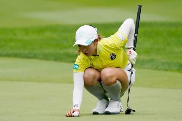 Rei Matsuda of Japan play her putt on the 11th hole during the second round of the Nipponham Ladies Classic at Katsura Golf Club on July 09, 2021 in...