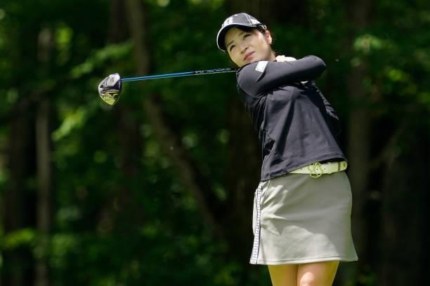 Kana Mikashima of Japan hits her tee shot on the 3rd hole during the second round of the Nipponham Ladies Classic at Katsura Golf Club on July 09,...