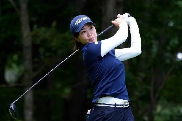 Rumi Yoshiba of Japan hits her tee shot on the 3rd hole during the second round of the Nipponham Ladies Classic at Katsura Golf Club on July 09, 2021...