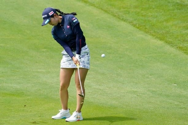 Sakura Koiwai of Japan plays her shot on the 3rd hole during the second round of the Nipponham Ladies Classic at Katsura Golf Club on July 09, 2021...
