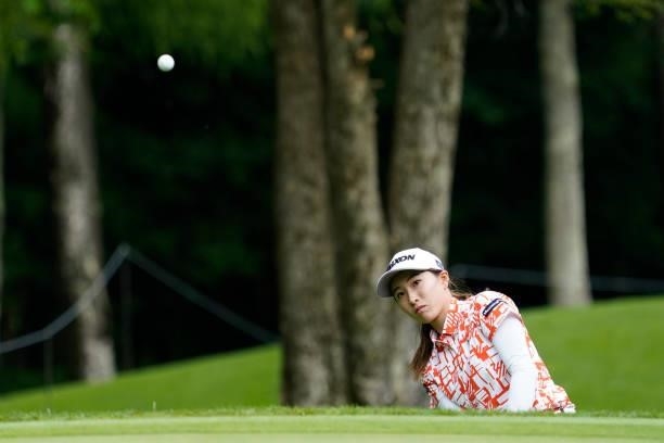 Rieru Shibusawa of Japan plays her shot on the 2nd hole during the second round of the Nipponham Ladies Classic at Katsura Golf Club on July 09, 2021...