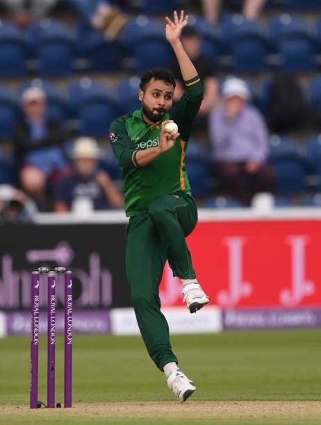 Pakistan bowler Faheem Ashraf in bowling action during the 1st Royal London Series One Day International between England and Pakistan at Sophia...