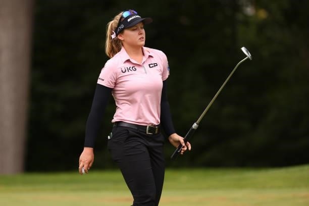 Brooke Henderson on the sixth green during the second round of the Marathon LPGA Classic presented by Dana at Highland Meadows Golf Club in Sylvania,...