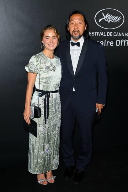 Haley Lu Richardson and Kogonada attend the photocall ahead of the Chopard Trophy dinner during the 74th annual Cannes Film Festival on July 09, 2021...