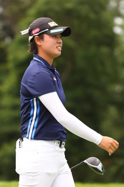 Yuka Saso of the Philippines walks off the seventh tee during the second round of the Marathon LPGA Classic presented by Dana at Highland Meadows...