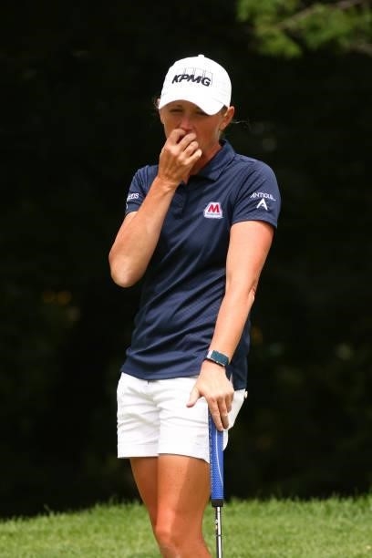 Stacy Lewis after a par on the sixth green during the second round of the Marathon LPGA Classic presented by Dana at Highland Meadows Golf Club in...