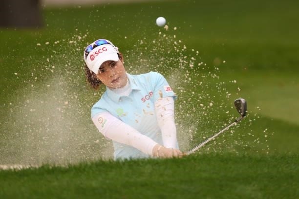 Moriya Jutanugarn of Thailand hits from a sand trap to the sixth green during the second round of the Marathon LPGA Classic presented by Dana at...