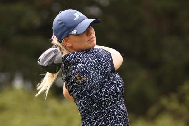 Matilda Castren of Findland watches her drive on the seventh hole during the second round of the Marathon LPGA Classic presented by Dana at Highland...