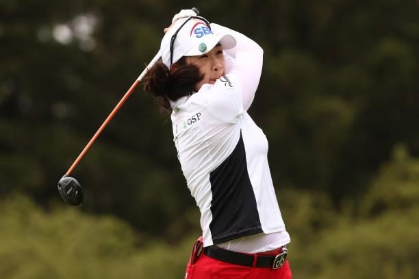 Lim Kim of Korea watches her drive on the seventh hole during the second round of the Marathon LPGA Classic presented by Dana at Highland Meadows...