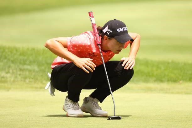 Carlota Ciganda of Spain reads a putt on the 17th green during the second round of the Marathon LPGA Classic presented by Dana at Highland Meadows...