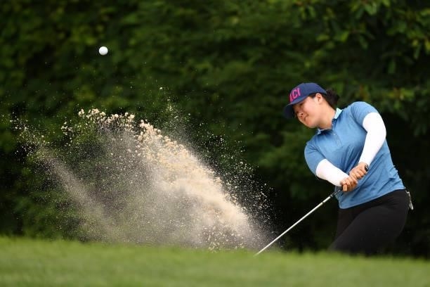 Angel Yin hits from a sand trap to the sixth green during the second round of the Marathon LPGA Classic presented by Dana at Highland Meadows Golf...