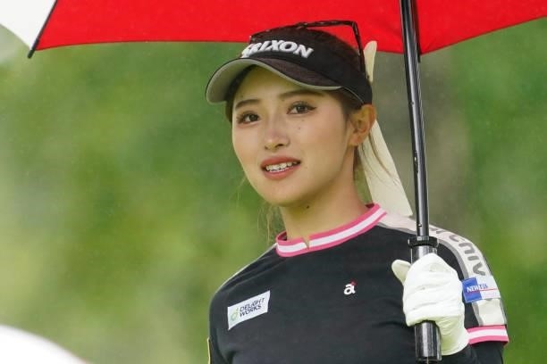 Reika Usui of Japan smiles during the third round of the Nipponham Ladies Classic at Katsura Golf Club on July 10, 2021 in Tomakomai, Hokkaido, Japan.