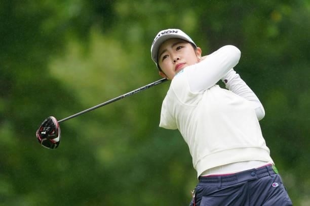 Miyu Yamashita of Japanhits her tee shot on the 1st hole during the third round of the Nipponham Ladies Classic at Katsura Golf Club on July 10, 2021...