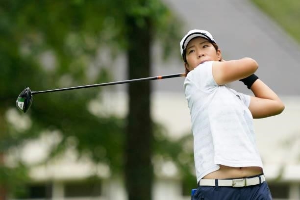 Lala Anai of Japan hits her tee shot on the 1st hole during the third round of the Nipponham Ladies Classic at Katsura Golf Club on July 10, 2021 in...