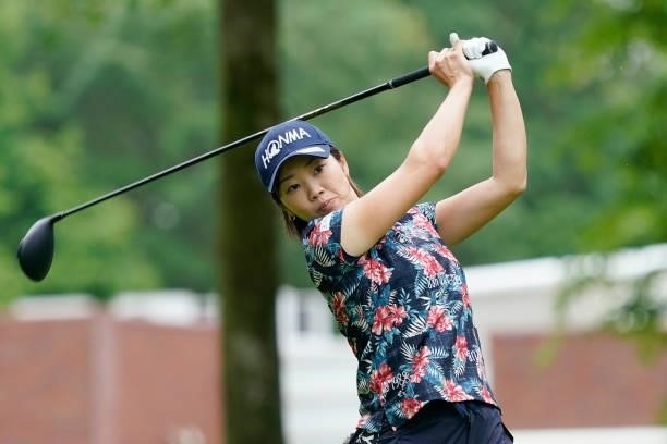 Rumi Yoshiba of Japan hits her tee shot on the 1st hole during the third round of the Nipponham Ladies Classic at Katsura Golf Club on July 10, 2021...