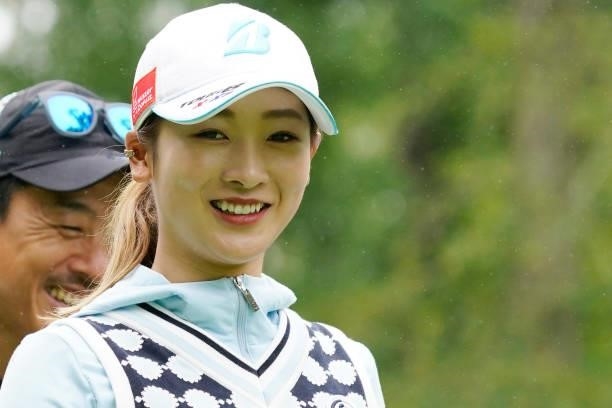 Rei Matsuda of Japan smiles during the third round of the Nipponham Ladies Classic at Katsura Golf Club on July 10, 2021 in Tomakomai, Hokkaido,...