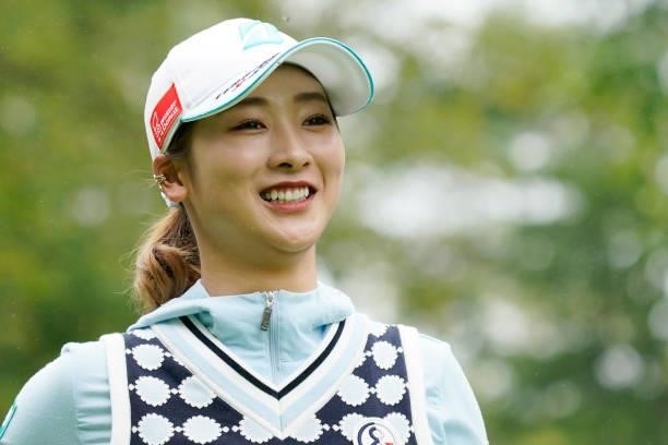 Rei Matsuda of Japan smiles during the third round of the Nipponham Ladies Classic at Katsura Golf Club on July 10, 2021 in Tomakomai, Hokkaido,...
