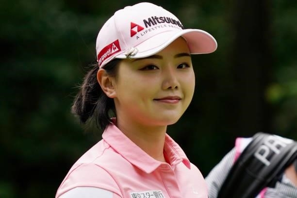 Yuting Seki of China smiles during the third round of the Nipponham Ladies Classic at Katsura Golf Club on July 10, 2021 in Tomakomai, Hokkaido,...