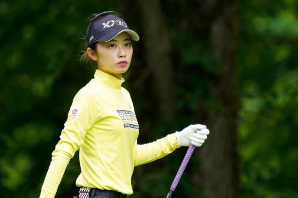 Yuka Yasuda of Japan looks on during the third round of the Nipponham Ladies Classic at Katsura Golf Club on July 10, 2021 in Tomakomai, Hokkaido,...