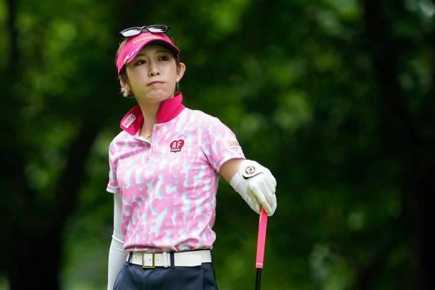 Kumiko Kaneda of Japan looks on during the third round of the Nipponham Ladies Classic at Katsura Golf Club on July 10, 2021 in Tomakomai, Hokkaido,...