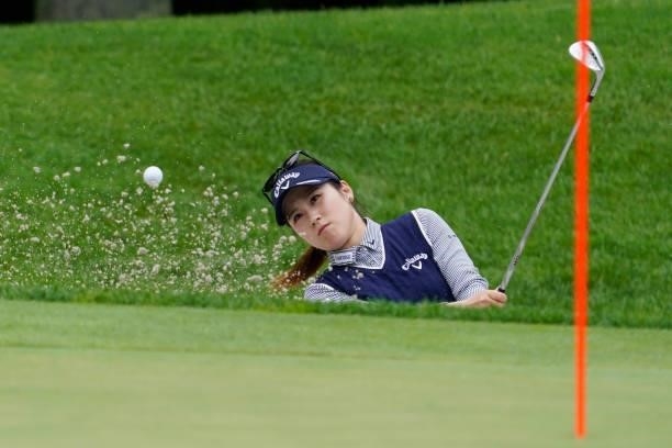 Yuna Nishimura of Japan hits from a bunker on the 2nd hole during the third round of the Nipponham Ladies Classic at Katsura Golf Club on July 10,...