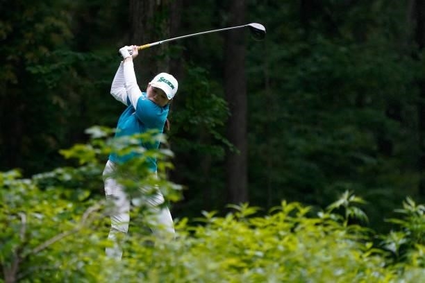 Minami Katsu of Japan hits her tee shot on the 7th hole during the third round of the Nipponham Ladies Classic at Katsura Golf Club on July 10, 2021...