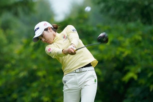 Hiromu Ono of Japan hits her tee shot on the 17th hole during the third round of the Nipponham Ladies Classic at Katsura Golf Club on July 10, 2021...