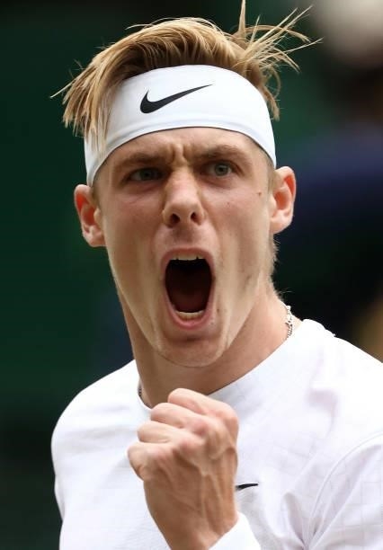 Denis Shapovalov of Canada reacts in his Men's Singles Semi-Final match against Novak Djokovic of Serbia during Day Eleven of The Championships -...