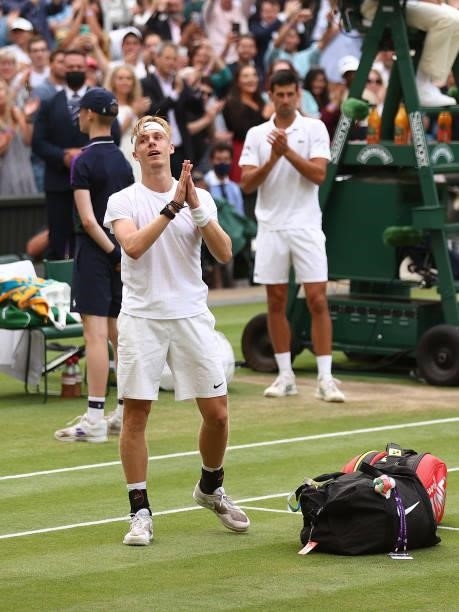 Denis Shapovalov of Canada shows his appreciation to the crowd after losing his Men's Singles Semi-Final match against Novak Djokovic of Serbia...